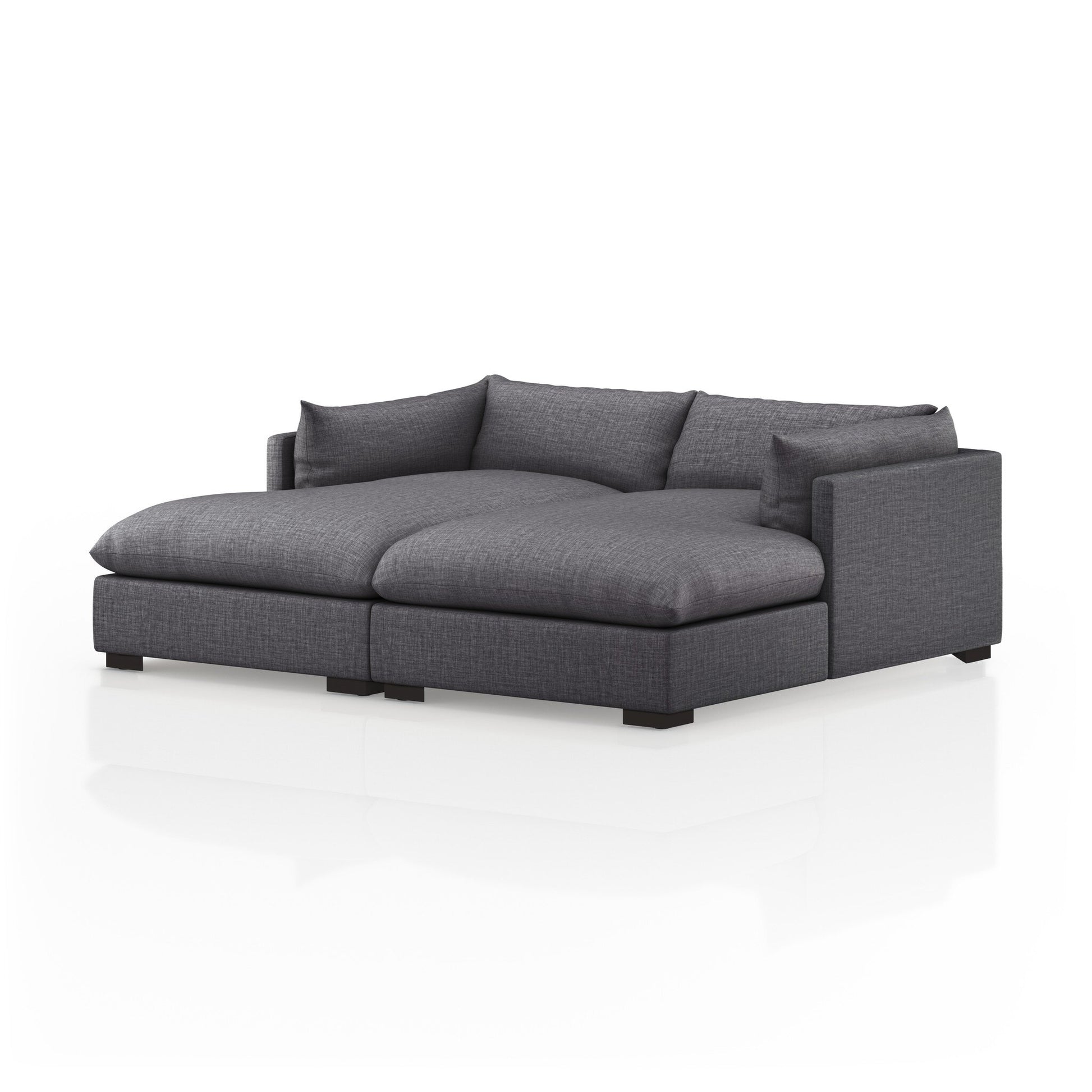 Highline Double Chaise Charcoal 87" AngleView