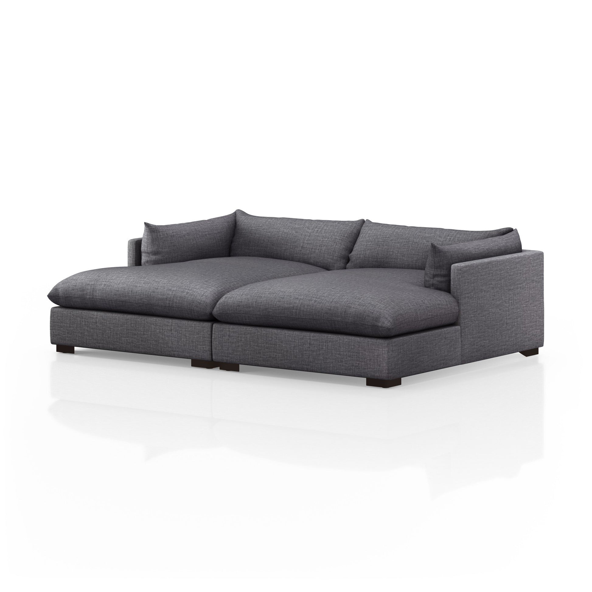 Highline Double Chaise Charcoal 102" Angle View