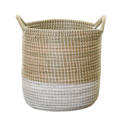 Dipped White woven basket planter