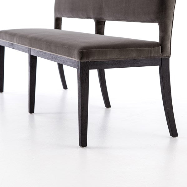 details on velvet skyline dining bench