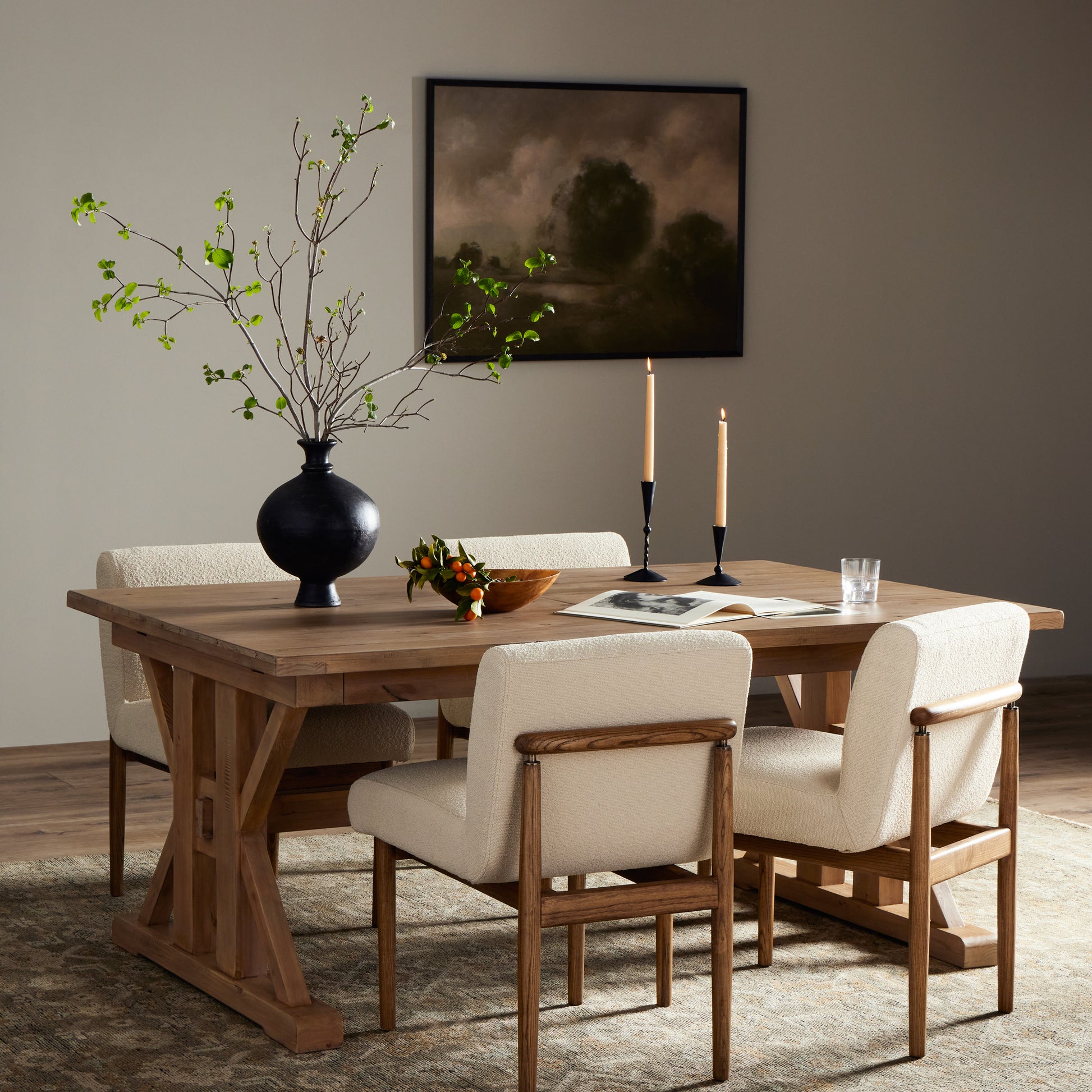 WOOD DINING TABLE WITH CHAIRS