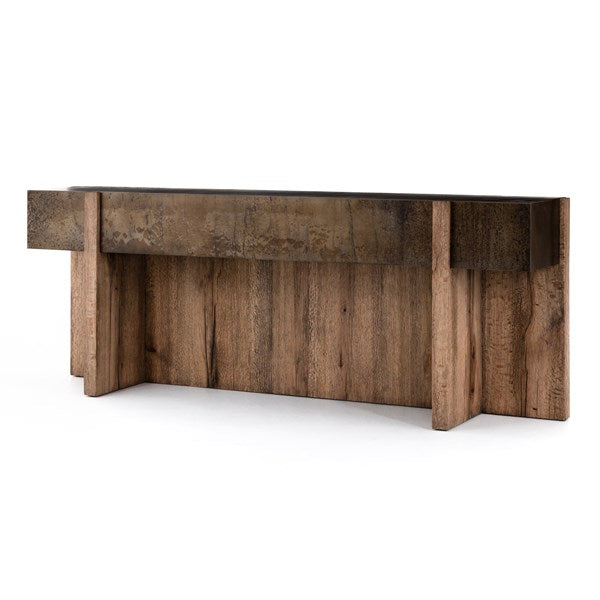 wood and iron console table